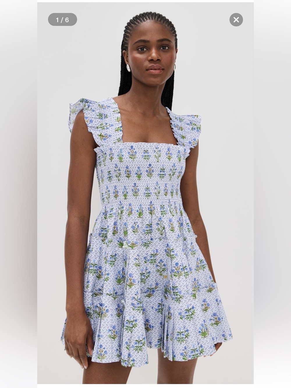 NWT Hill House Charlotte nap dress in blue block print floral size XL